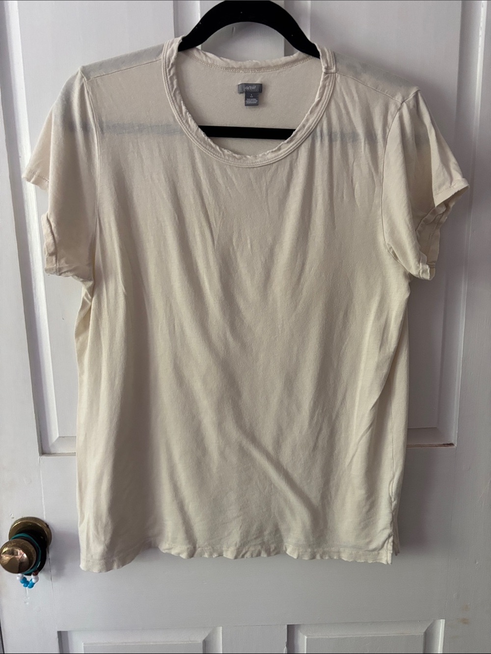 aerie Classic Crew Neck Long Sleeve Tee in Off-White